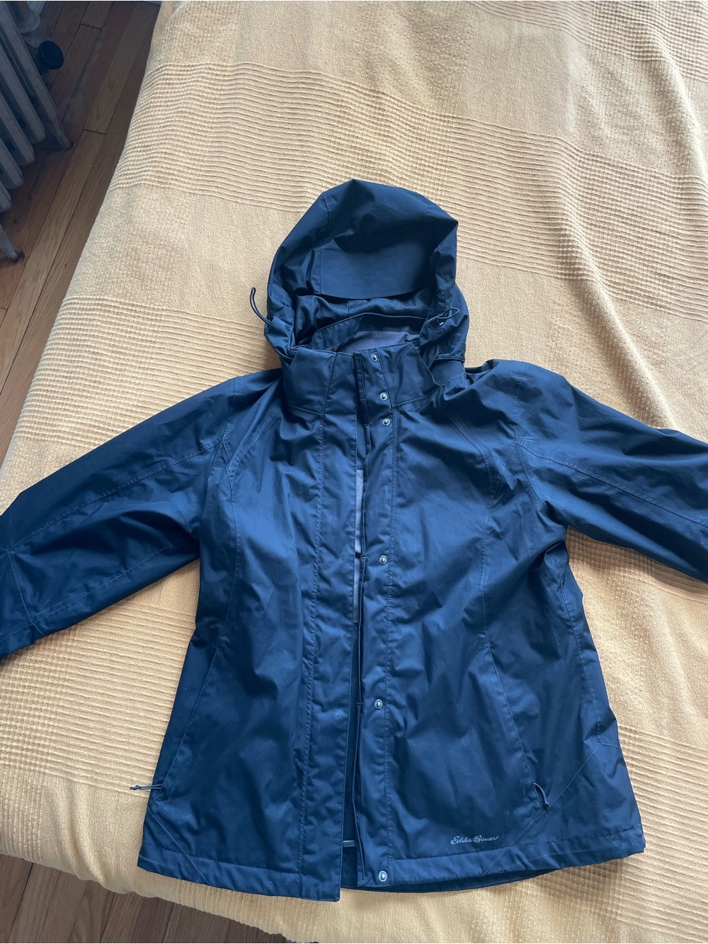 Eddie Bauer Black Hooded Rain Jacket